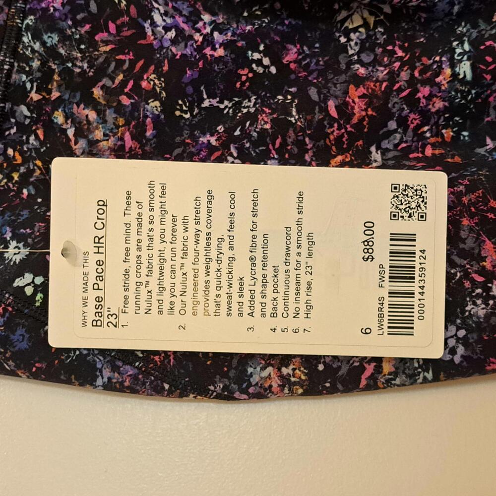 Lululemon Base Pace HR Crop 23" Leggings - Floral Spray Multi - 6 - Picture 6 of 8